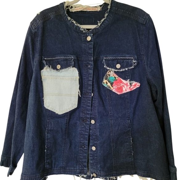 sassy britches Jackets & Blazers - Sassy Britches Women's Denim Jacket with Floral Patch